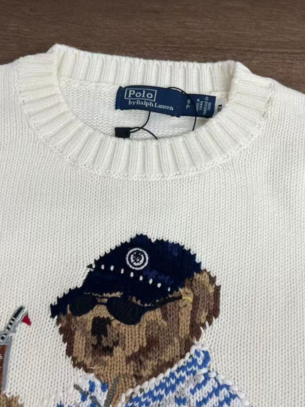 Polo Ralph Lauren Cream Golf Polo Bear Knit Sweater - Picture 3 of 8